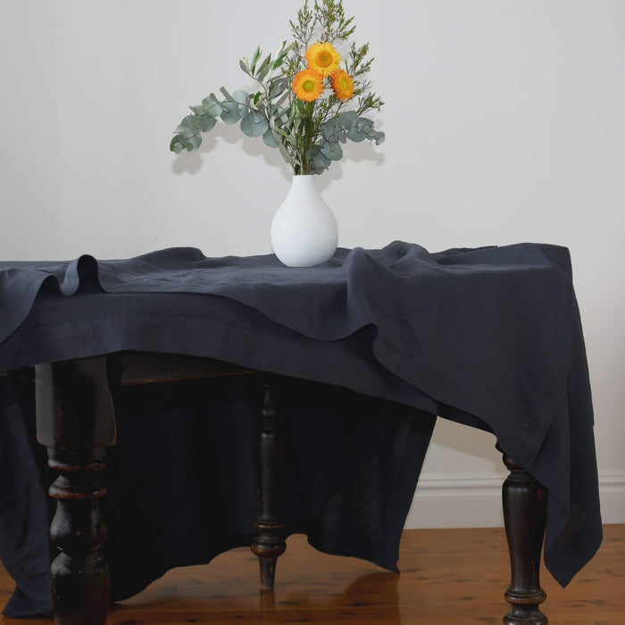 Linen Tablecloth - Truffle Navy