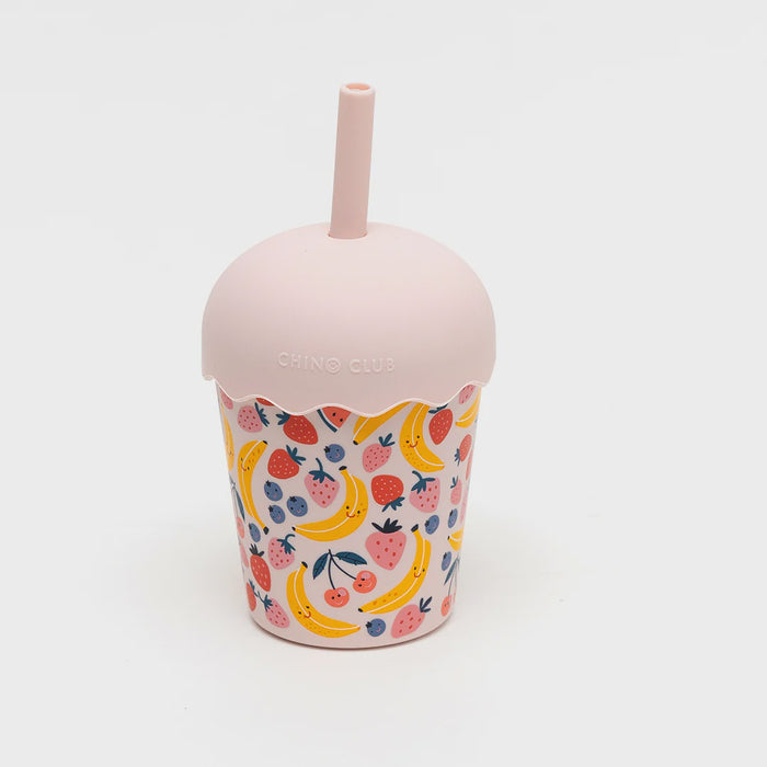 Fruits Pink Mini Smoothie Cup and Straw