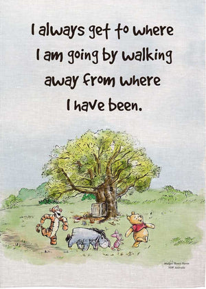 Winnie The Pooh - I always get to where I Linen Tea Towel