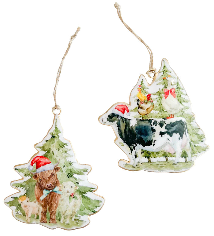 Farm Christmas Scene Metal Hanging Decoration