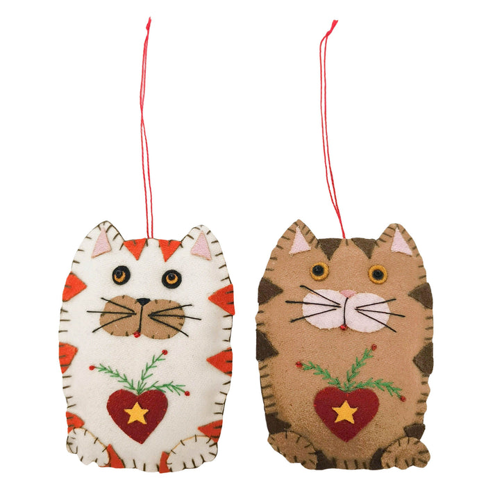 Round Christmas Cats Fabric Hanging Decoration