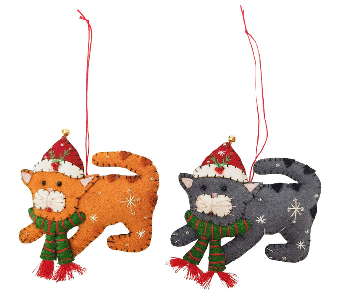 Playful Christmas Cats Fabric Hanging Decoration