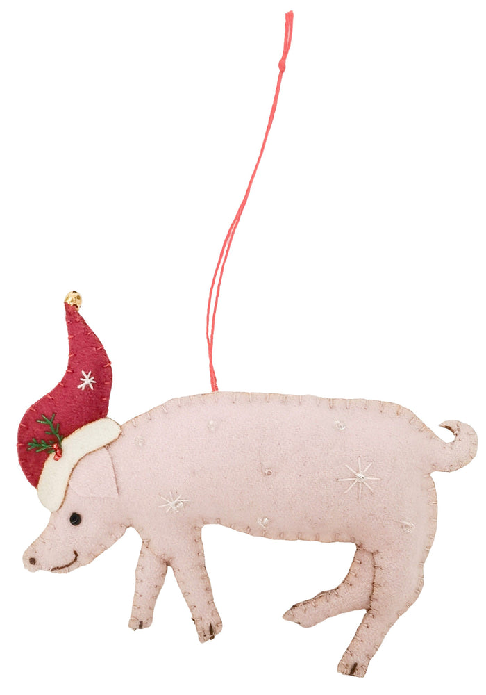 Christmas Pig Fabric Hanging Decoration
