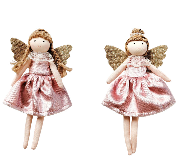 Sweet Christmas Angels Decoration Pink