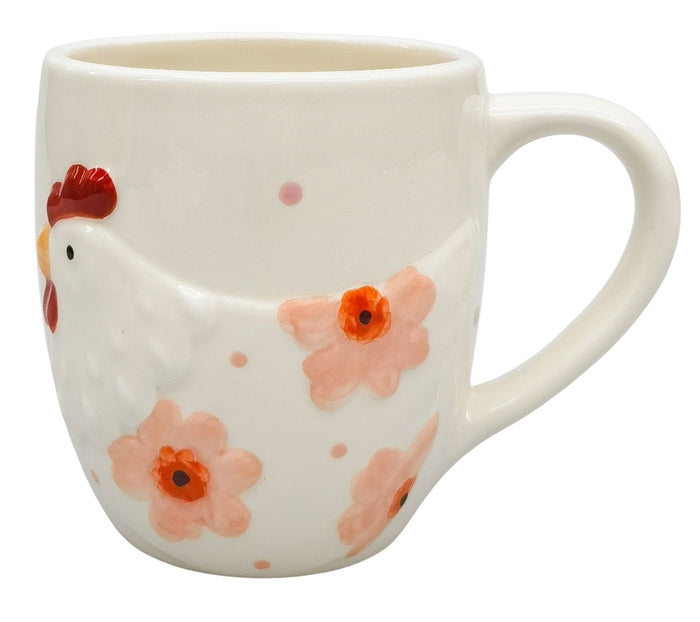 Poppy Chicken Ceramic Mug Peach