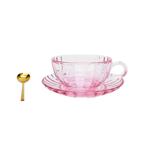 Maisy Glass Tea Cup Set - Pink