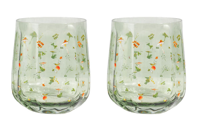 Enchanted Garden Floral Tumbler Glasses Set of 2