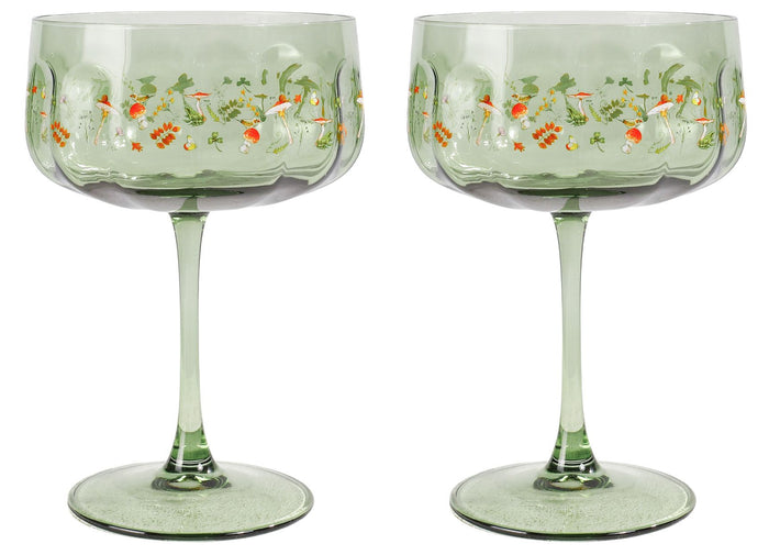 Enchanted Garden Floral Coupe Glasses Set of 2