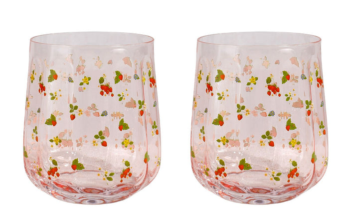 Strawberry Fields Floral Tumbler Glasses Set of 2