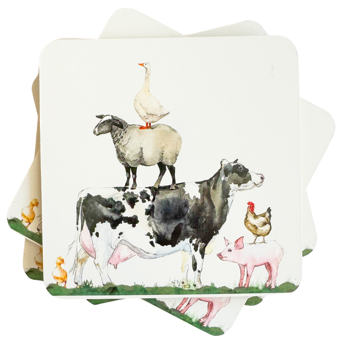 Farm Yard Cork back Coasters S/4