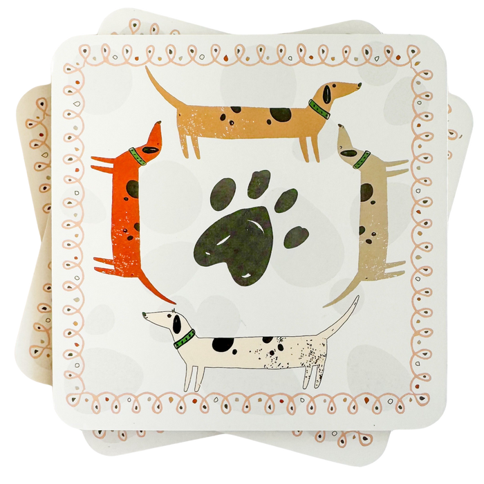 Dog Cork Back Coasters S/4