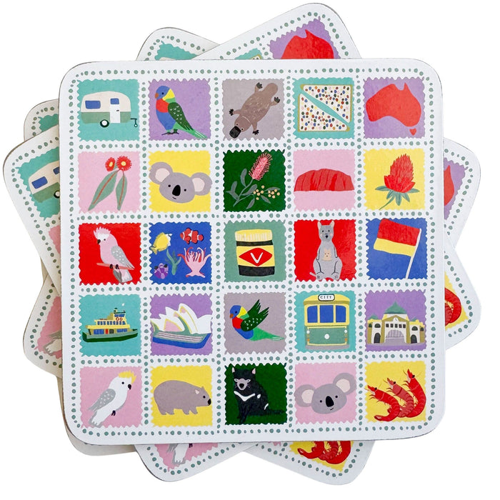 Australiana Cork & MDF Coasters Colourful