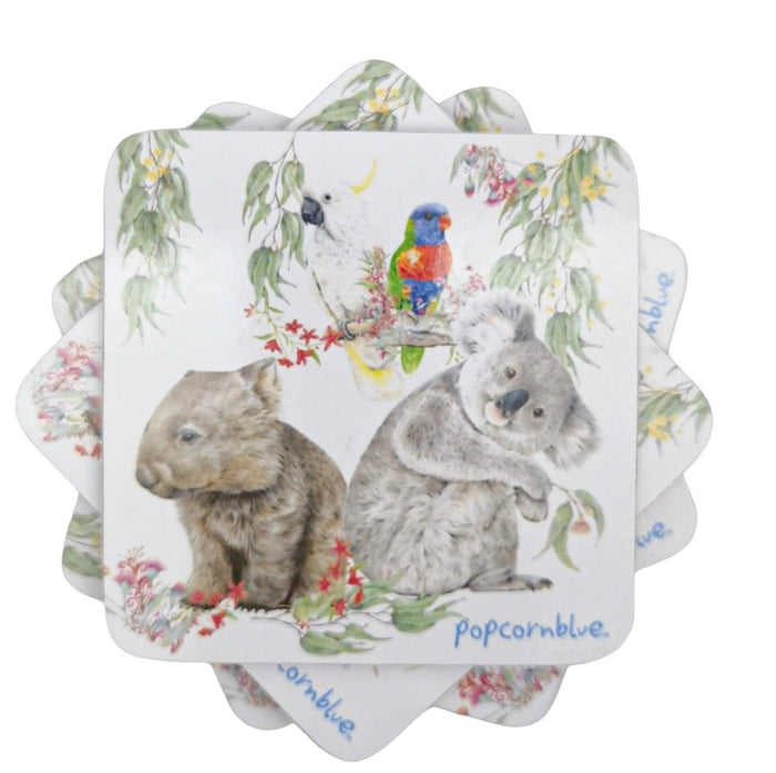Popcorn Blue Australiana Coasters
