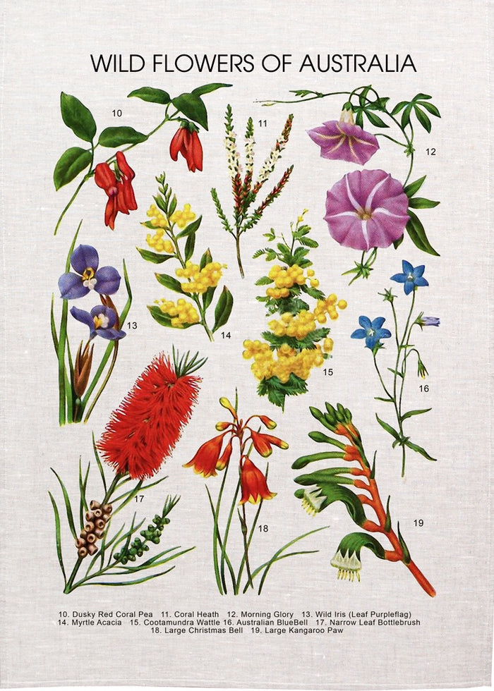 Australian Wildflowers Linen Teatowel