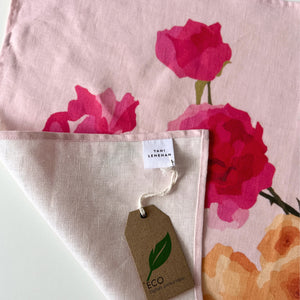 Roses on Pink Lavender Tea Towel