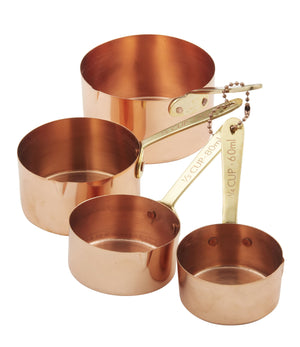 Copper Measuring Cups w Brass Handles Set/4