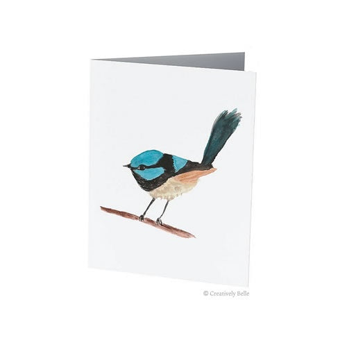 Greeting Card - Watercolour Blue Wren