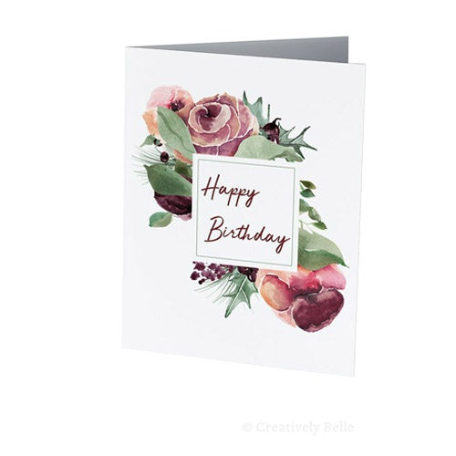 Greeting Card - Watercolour Roses Happy Birthday