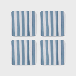 Taylor Stripe Blue Square Coaster S/4