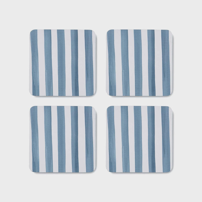 Madras Link Taylor Stripe Blue Square Coaster S/4