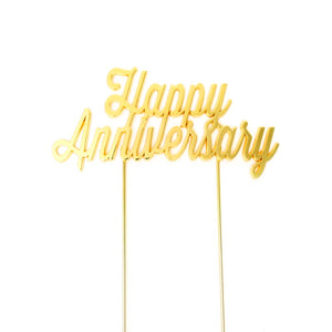 Cake Topper Gold - Happy Anniversary