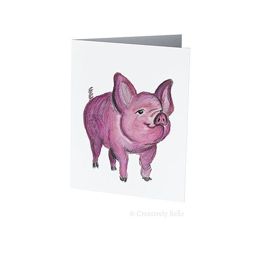 Greeting Card - Watercolour Pig