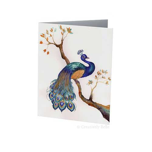 Greeting Card - Watercolour Peacock