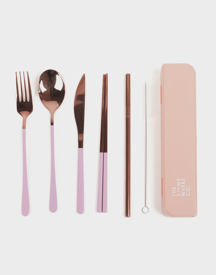 Take Me Away Cutlery Kit - Rose Gold with Lilac Handle