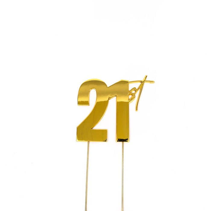 21st Metal Cake Topper - Gold