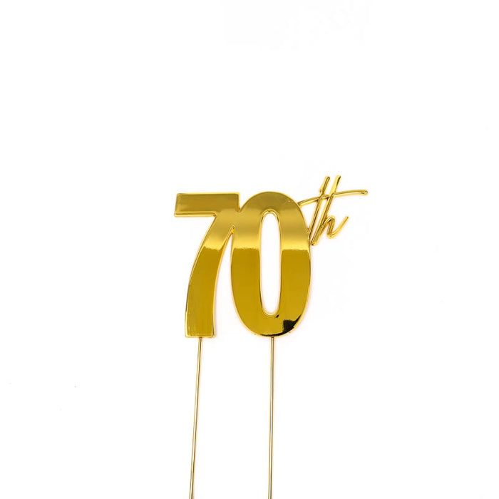 70th Metal Cake Topper - Gold