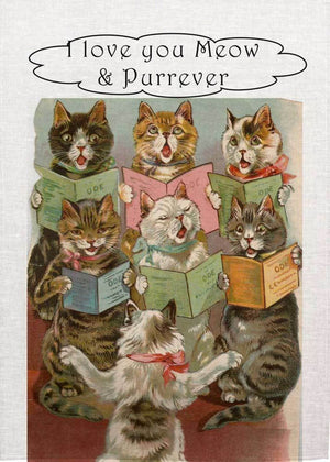I love you Meow and purrever Linen Tea Towel