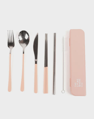 Take Me Away Cutlery Kit - Silver with Blush Handle