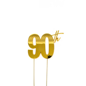 90th Metal Cake Topper - Gold