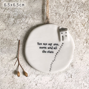 Porcelain Hanging Moon with House