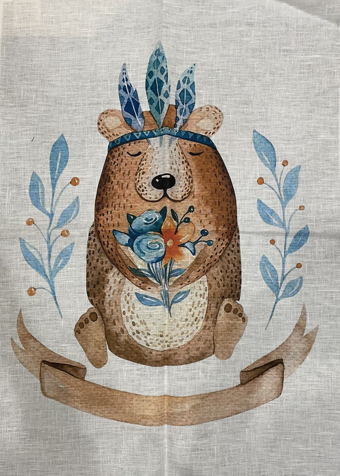 Indian Bear Linen Teatowel