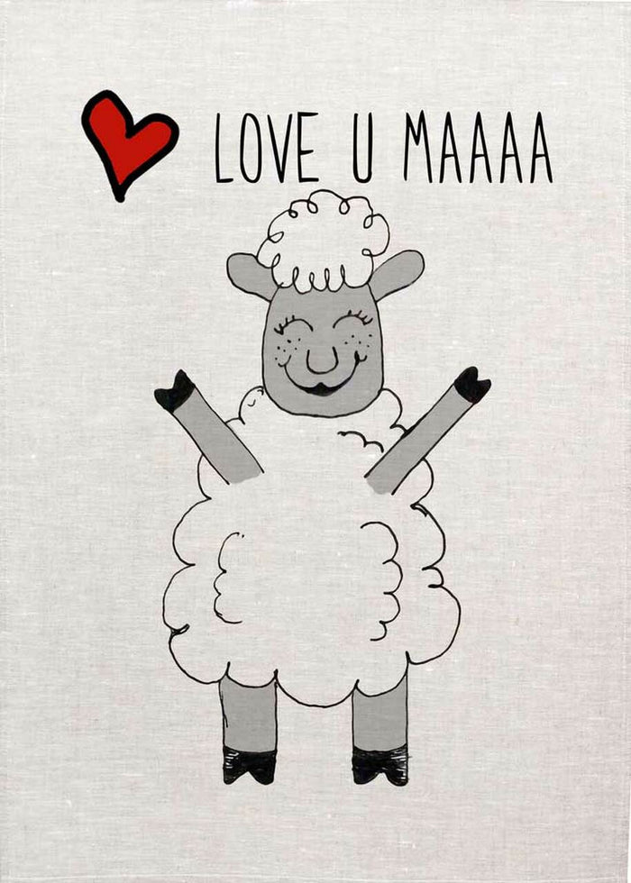 love u Maaaa Linen Tea Towel