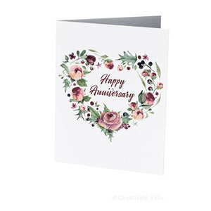 Greeting Card - Watercolour Roses Happy Anniversary