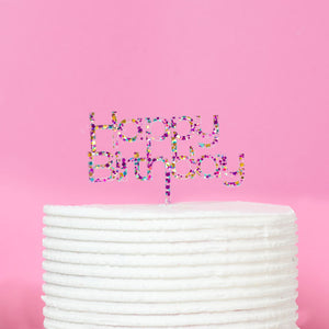 Cake Topper Rainbow Glitter - Happy Birthday