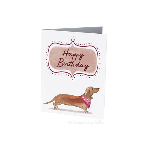 Greeting Card - Red Happy Birthday Sausage Dog