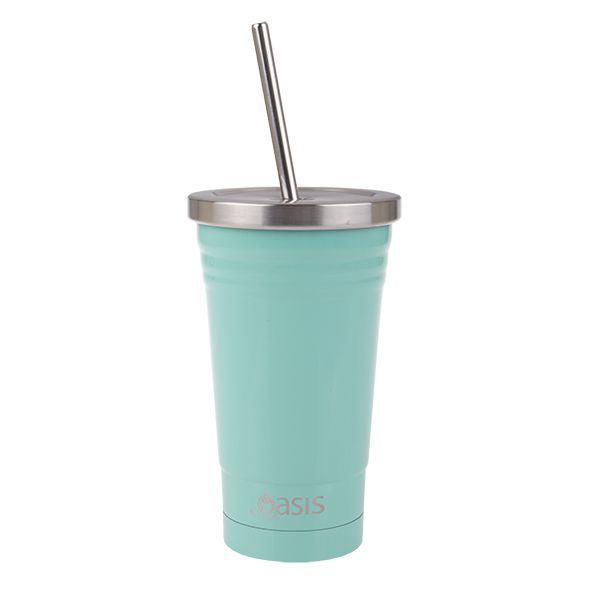 500ml Stainless Steel Smoothie Tumbler With Straw - Spearmint