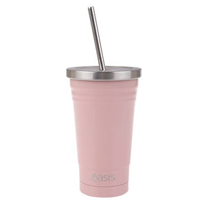 500ml Stainless Steel Smoothie Tumbler With Straw - Soft Pink