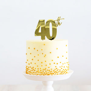 40th Metal Cake Topper - Gold