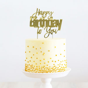 Cake Topper Gold - Happy Birthday To You