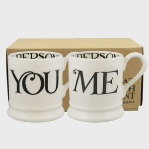 Black Toast You & Me Set of 2 1/2 Pint Mugs