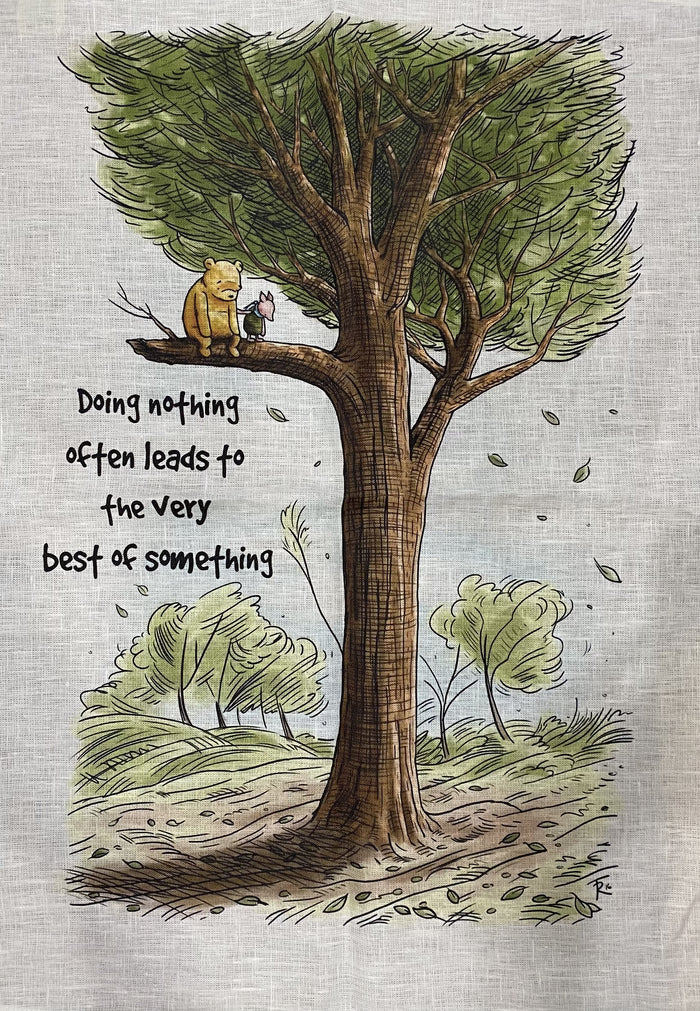 Winnie The Pooh - doing nothing often Linen Tea Towel