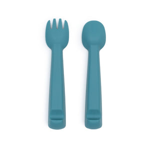 Tiny Feedie Fork & Spoon Set - Blue Dusk