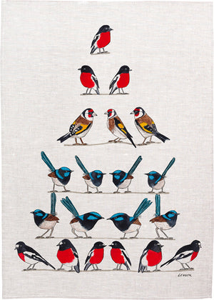 Grant Lennox Colour Pyramid Birds Linen Teatowel