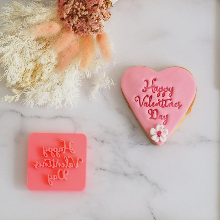Valentine - Happy Valentines Day Emboss 3D Printed Cookie Stamp