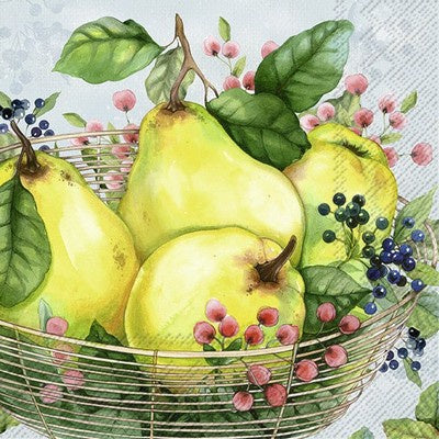 Paper Lunch Napkins - Quince on Pale Blue