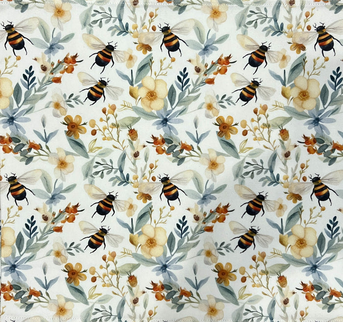 Canvas Runner - Bees & Peach Flowers Repeat